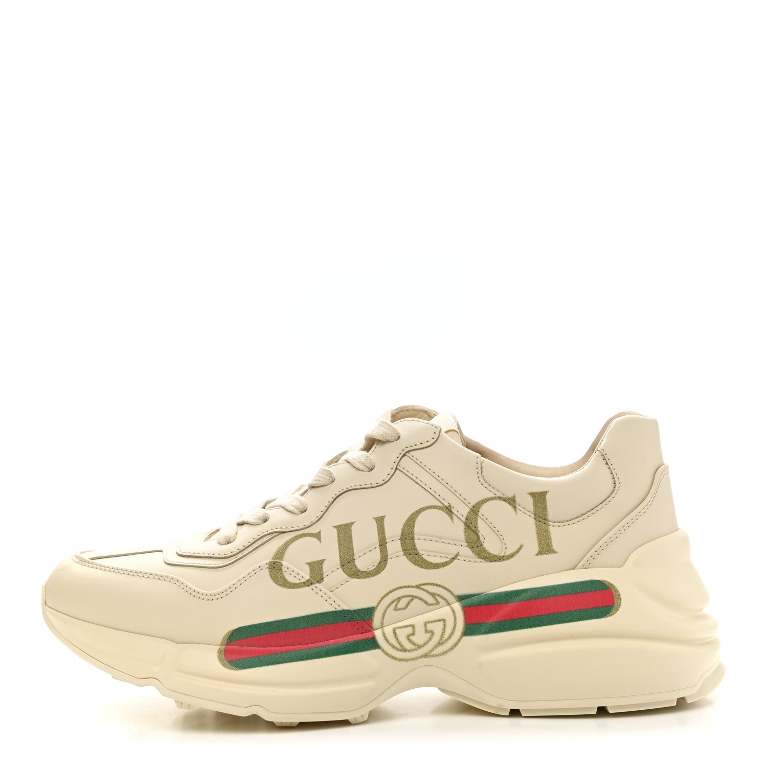 Gucci Calfskin Logo Womens Rhyton Sneakers 40 Ivory 1 of 10