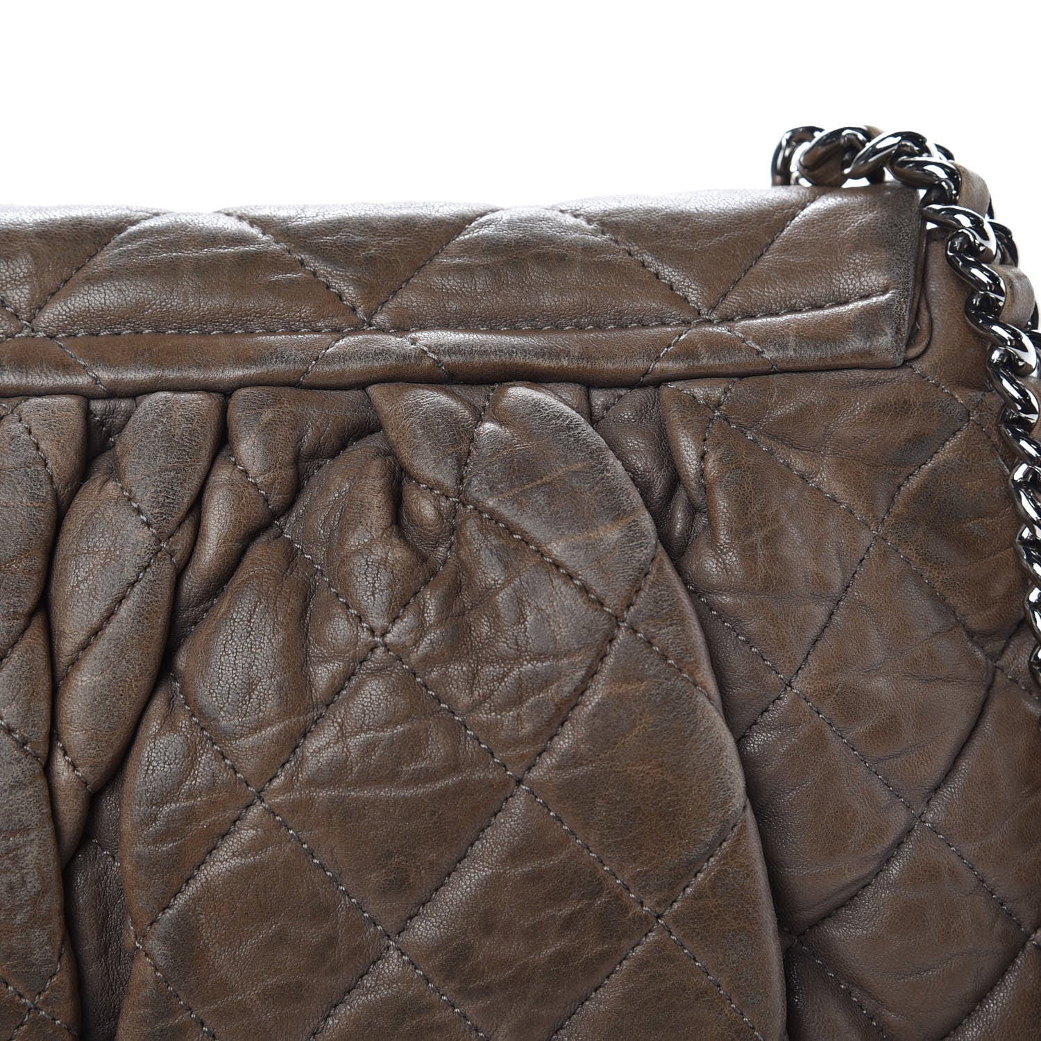 Chanel Washed Lambskin Quilted Medium Chain Around Flap Khaki 10 of 18