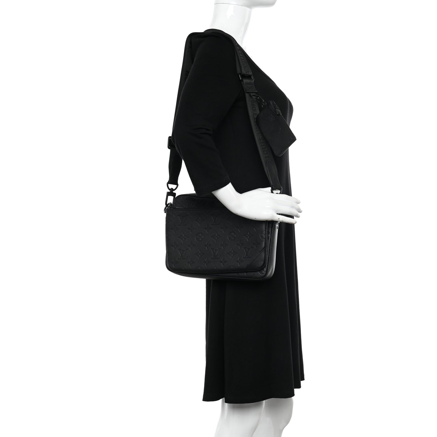 Calfskin Monogram Shadow Trio Messenger Black