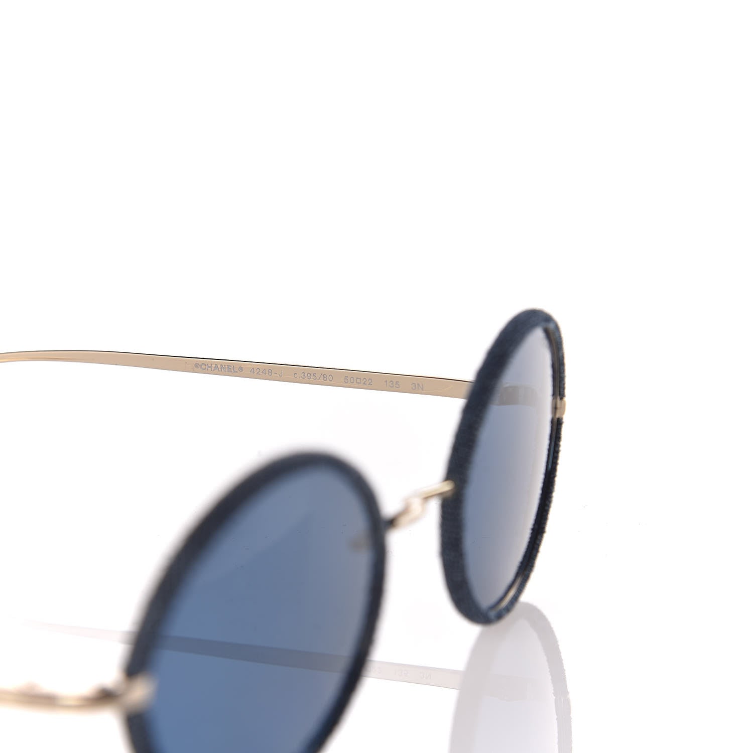 Chanel Metal Denim Oval Sunglasses 4248-J Gold Dark Blue 5 of 6