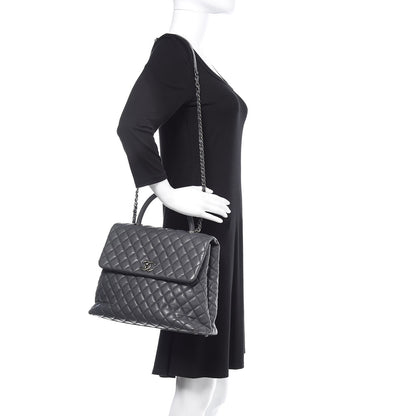 Chanel Caviar Quilted Large Coco Handle Flap Grey 1 of 15
