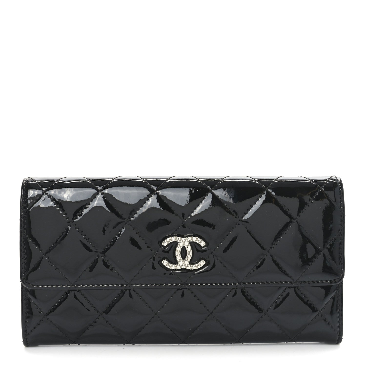 Chanel Patent Quilted Large Brilliant Flap Wallet Black 1 of 10