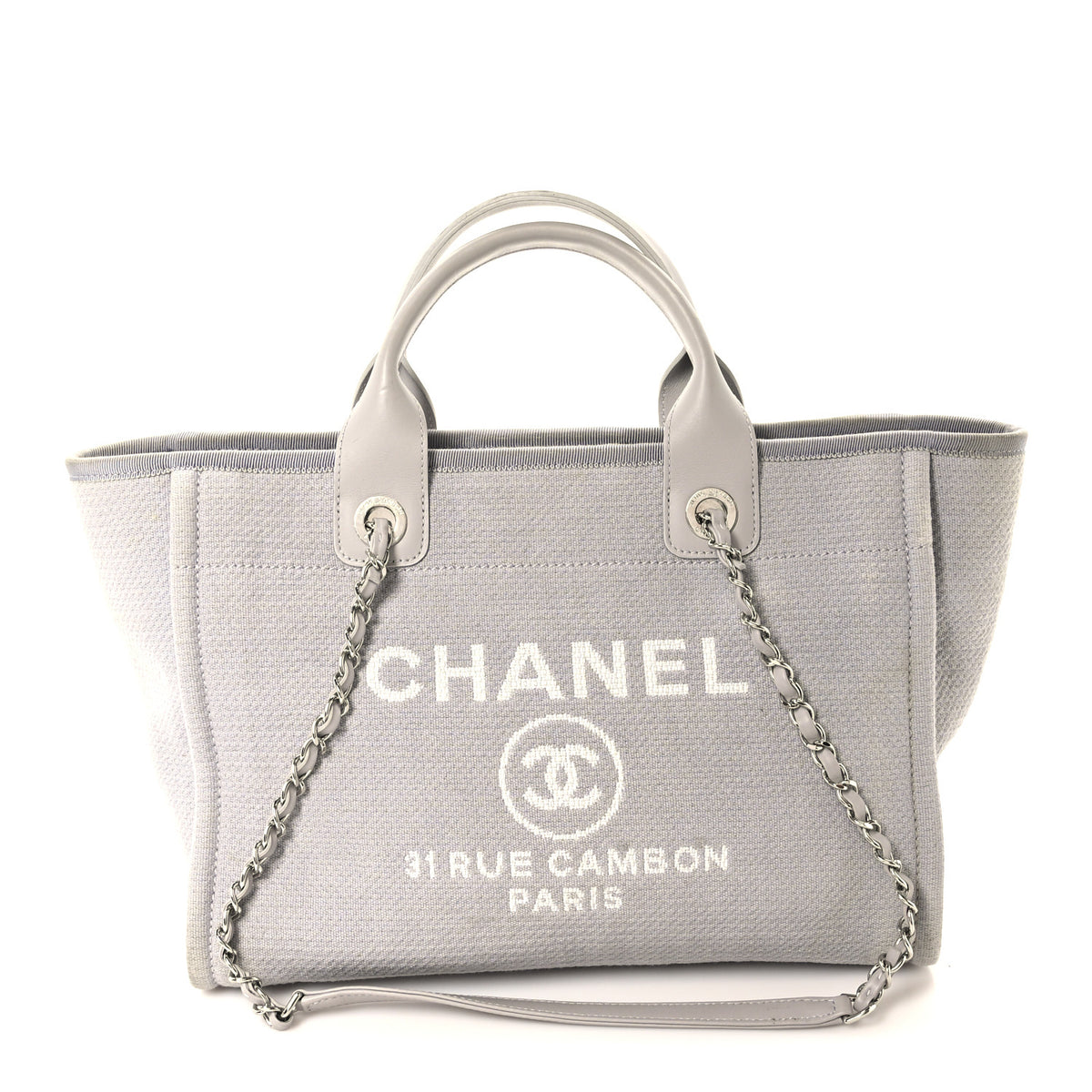 Chanel Mixed Fibers Small Deauville Tote Light Grey 1 of 9