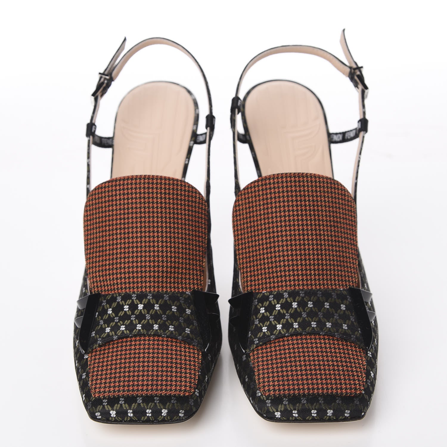 Fendi Fabric Jacquard Ffreedom Slingback Pumps 38.5 5 of 11