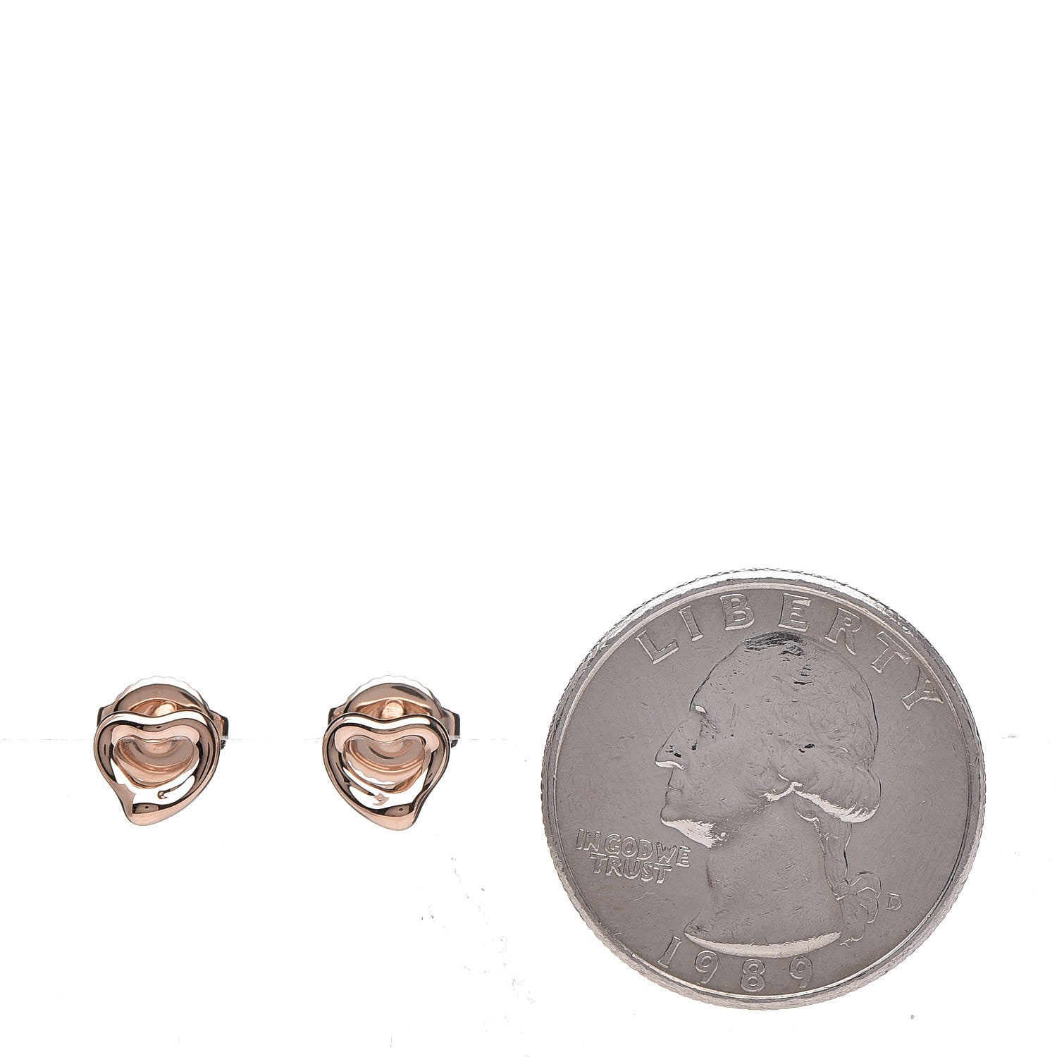 Tiffany 18K Rose Gold 7mm Elsa Peretti Open Heart Earrings 2 of 4