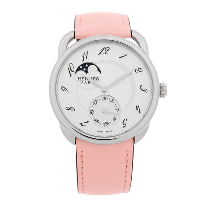Hermes Stainless Steel Swift 38mm Arceau Petite Lune Automatic Watch Rose Sakura 1 of 5