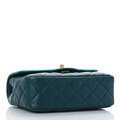 Chanel Lambskin Quilted Two Tone Day Flap Navy Turquoise 3 of 9