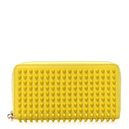 Christian Louboutin Calfskin Panettone Spiked Zip Around Wallet Yellow 1 of 10