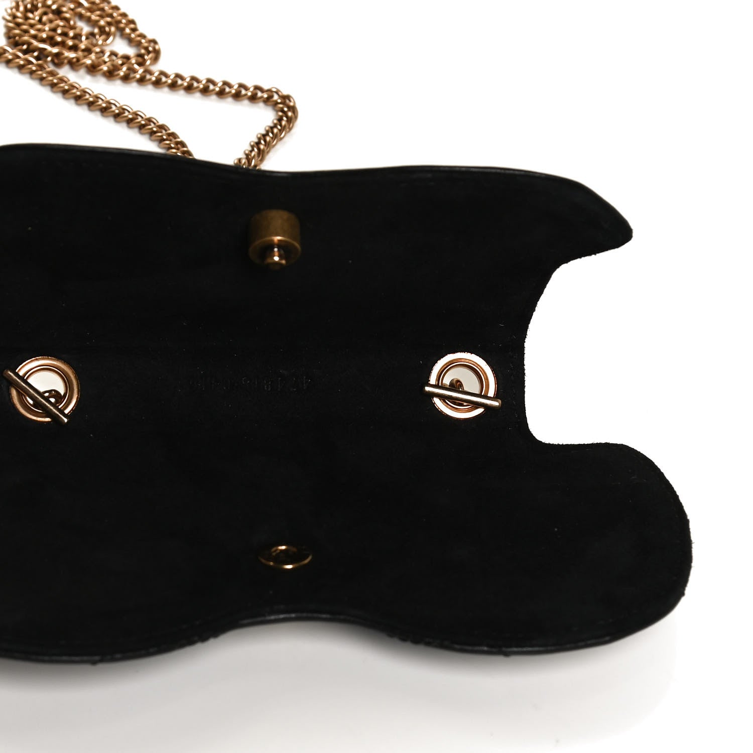 Gucci Calfskin Matelasse Animal Studs GG Marmont Chain Sunglasses Case Black 5 of 9