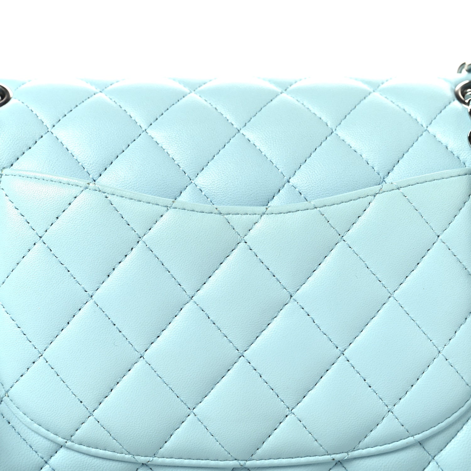 Chanel Lambskin Quilted Medium Double Flap Light Blue 11 of 11