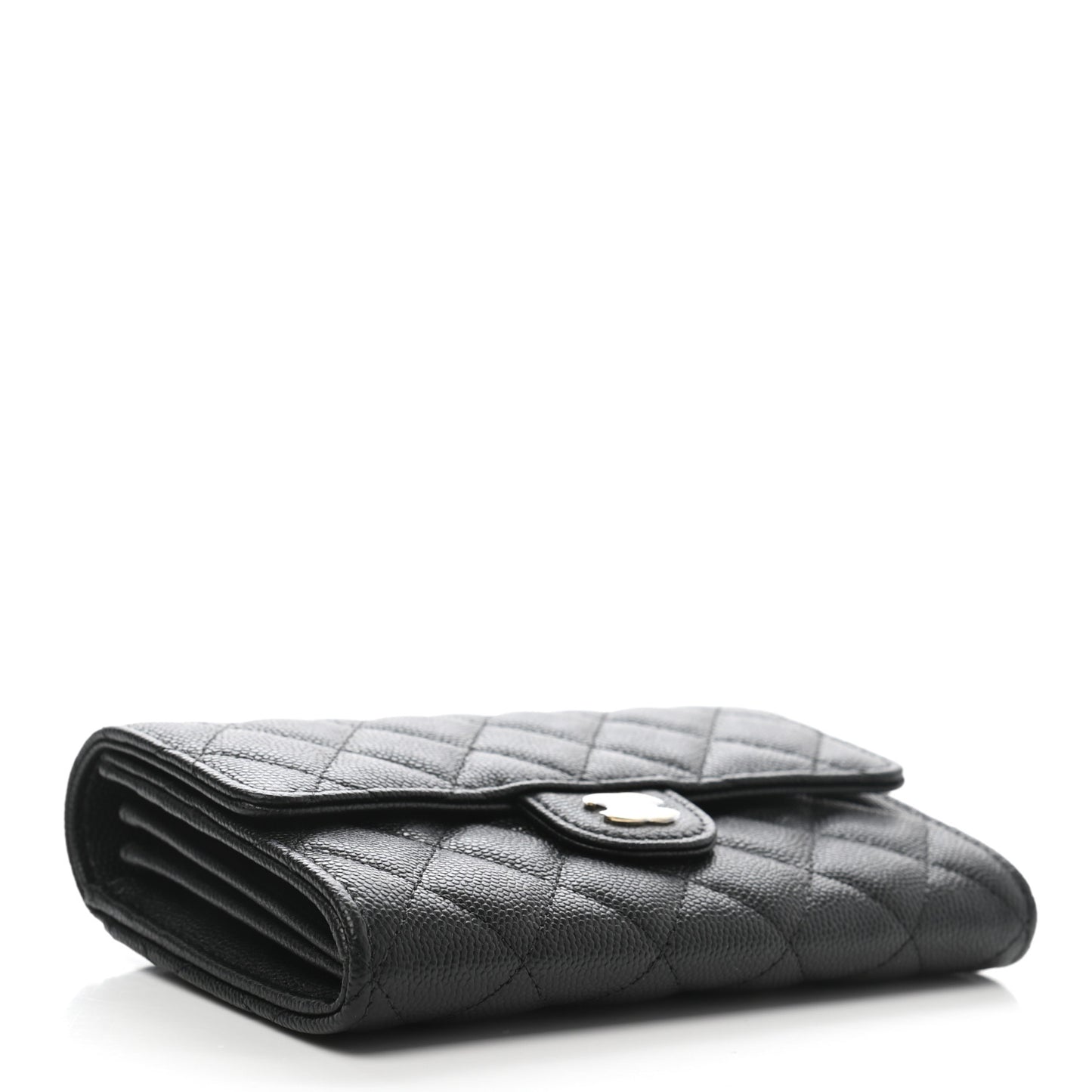 Caviar Quilted Medium Flap Wallet Black