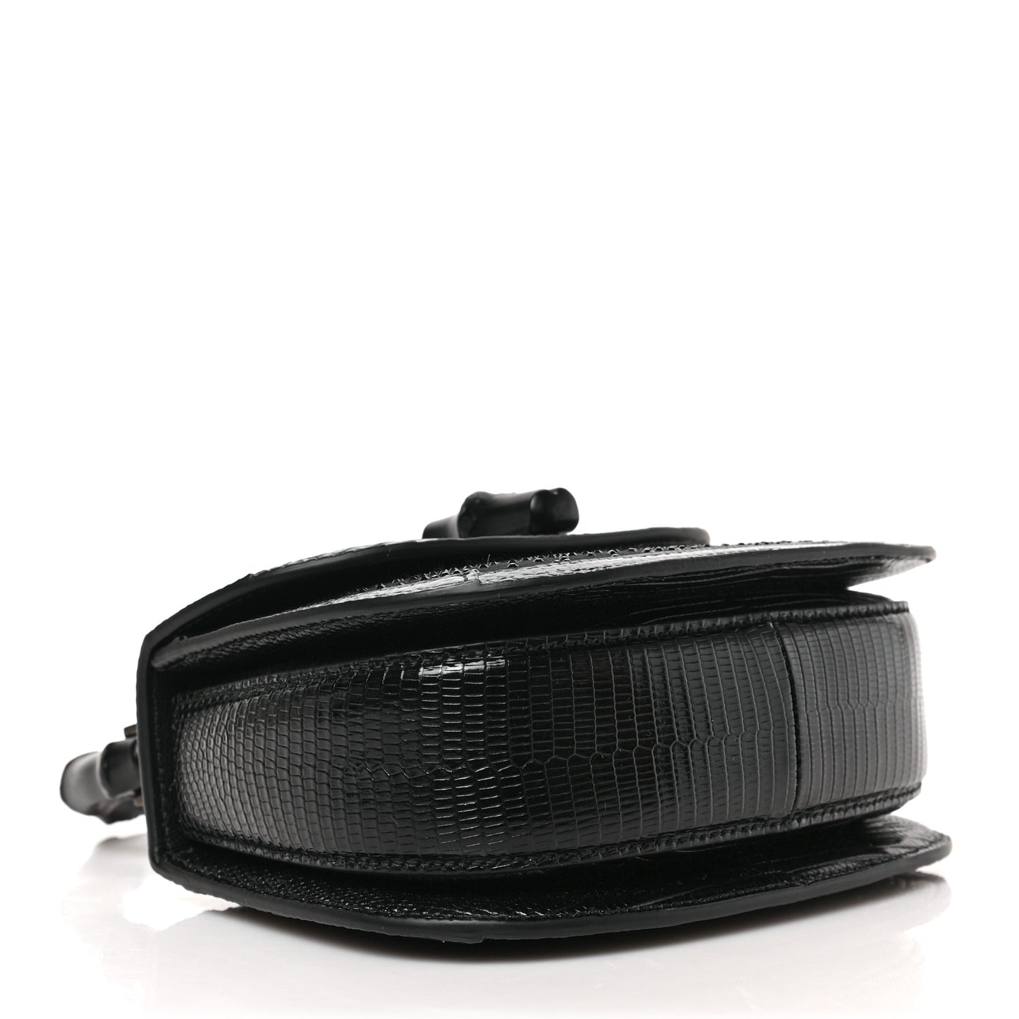 Moire Fabric Calfskin Rhinestone Monogram Monochrome Lizard Embossed Mini Bamboo 1947 Top Handle Chain Bag Black