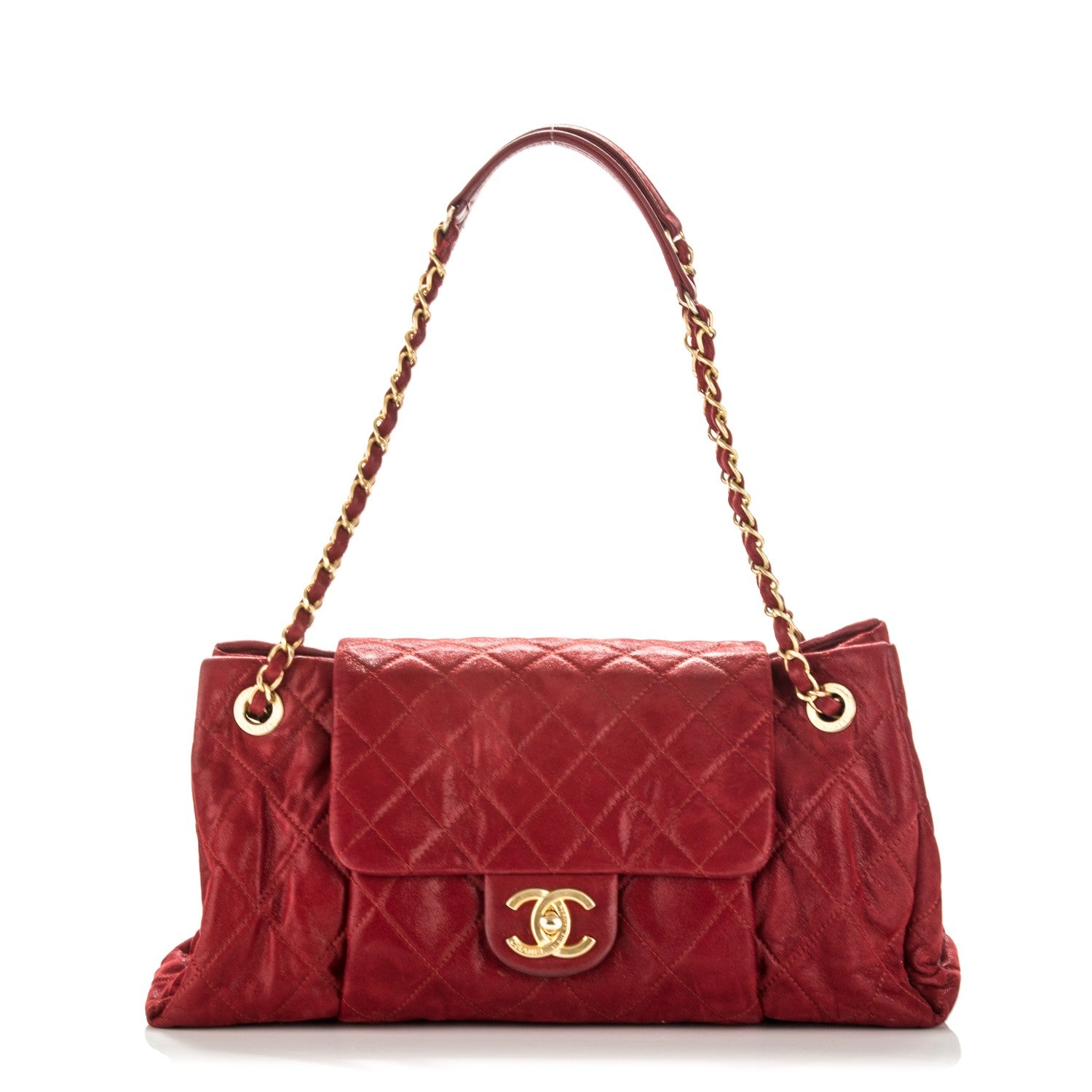 Chanel Iridescent Calfskin Large Chic Quilt Flap Red 1 of 8