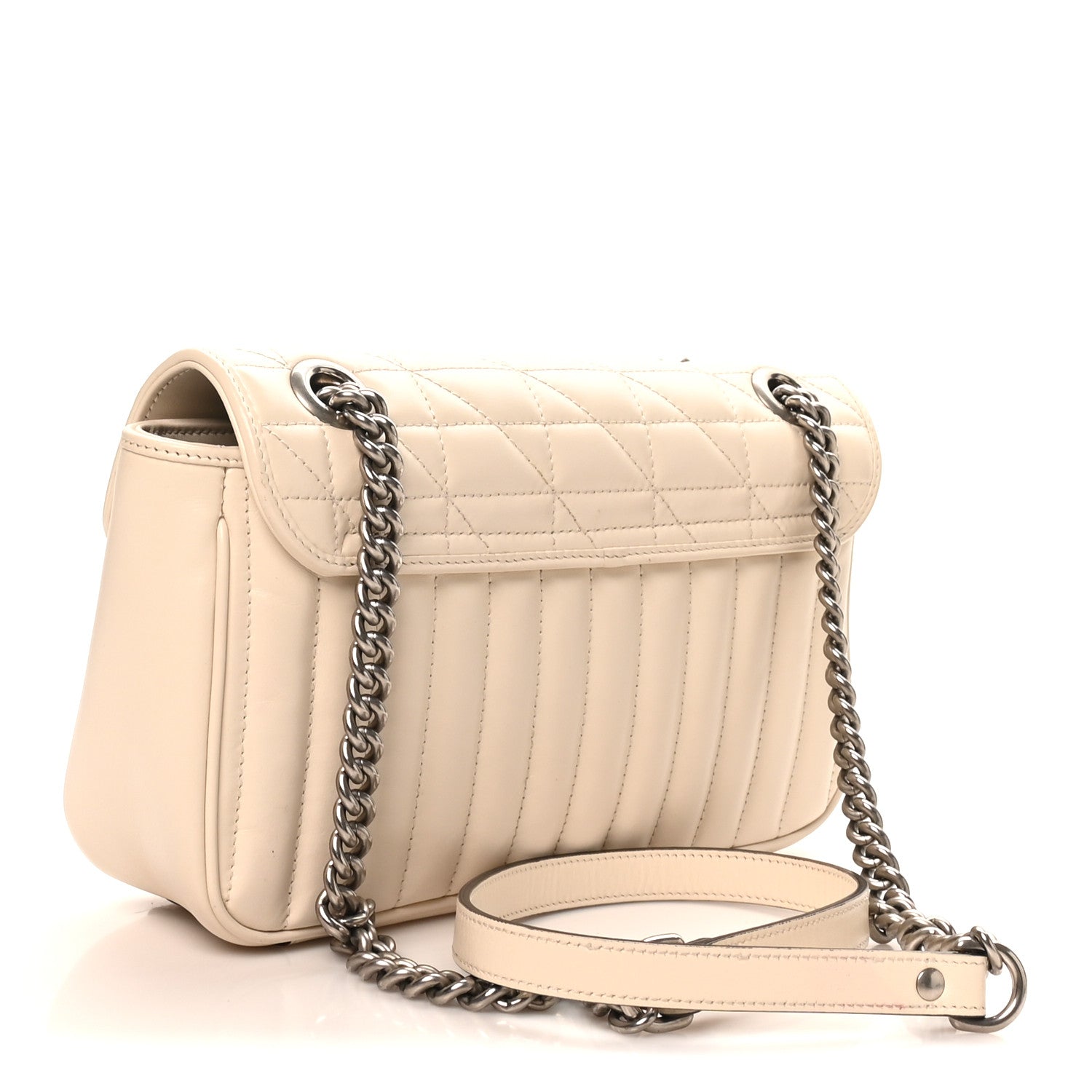 Gucci Calfskin Matelasse Aria Small GG Marmont Shoulder Bag Mystic White 3 of 10