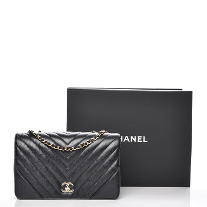 Chanel Metallic Calfskin Chevron Quilted Medium Statement Flap Black 8 of 8