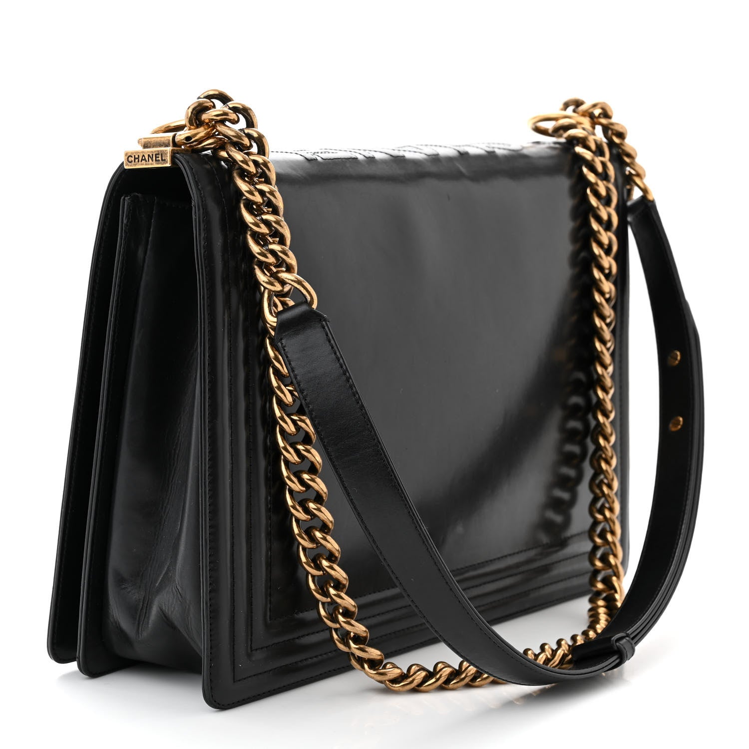 Chanel Glazed Calfskin Large Boy Flap Black 3 of 11