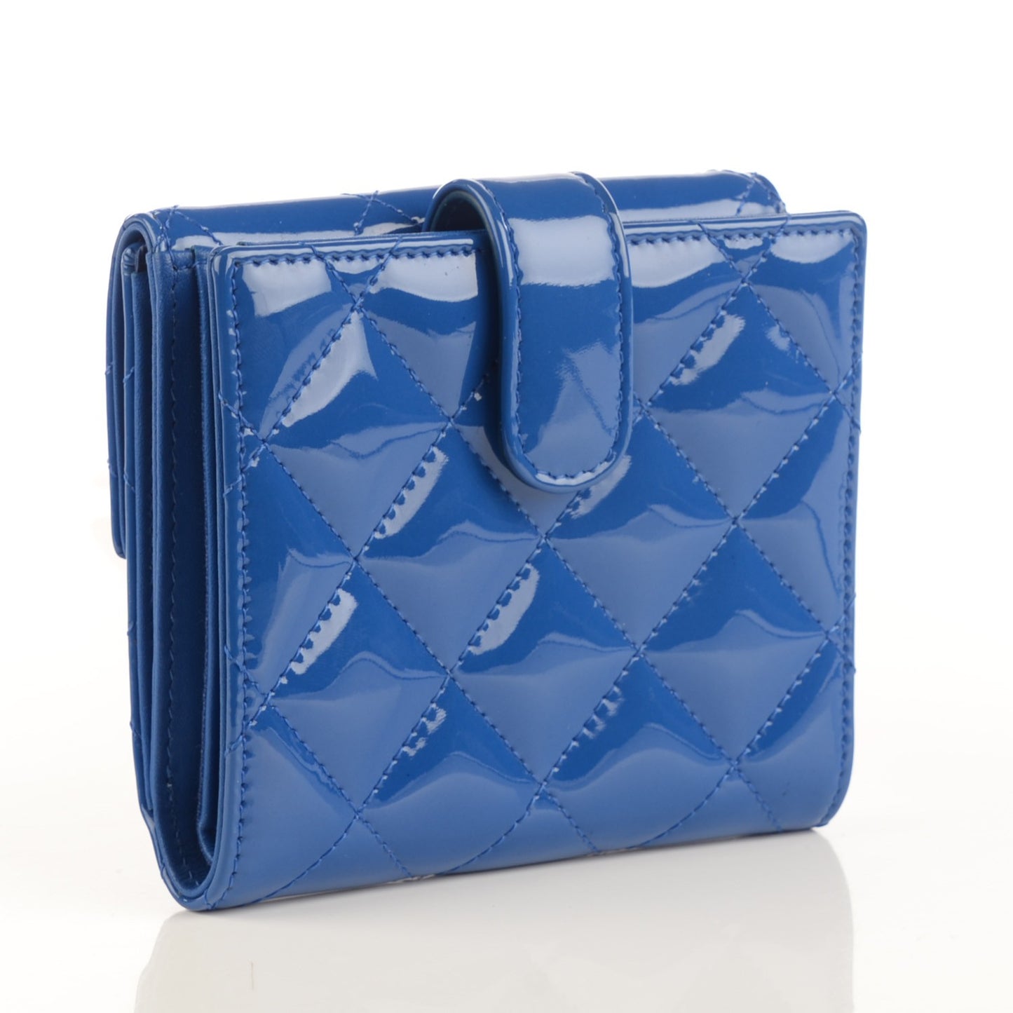 Patent Quilted CC French Wallet Blue