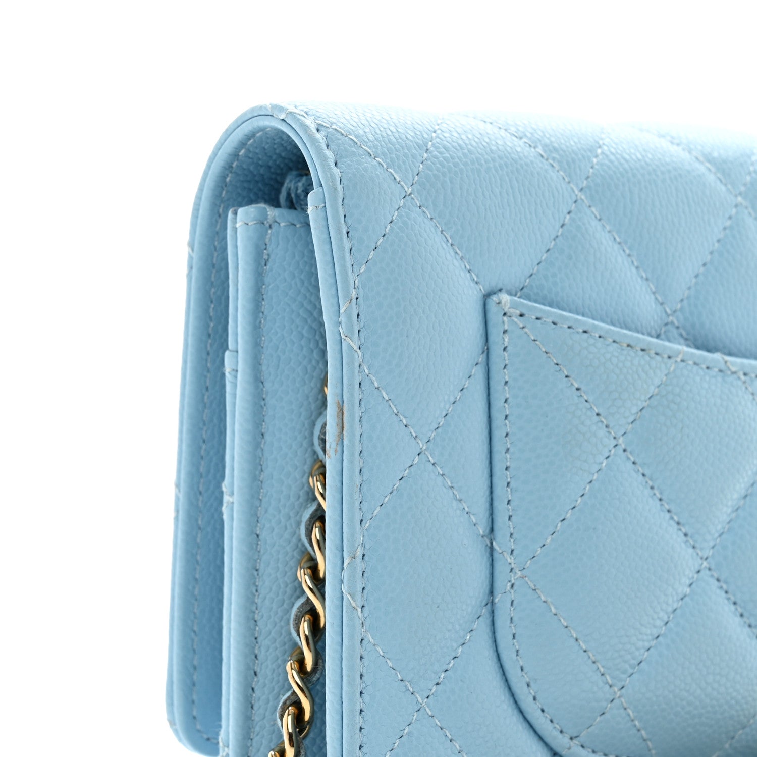 Chanel Caviar Quilted Wallet on Chain WOC Blue 15 of 15