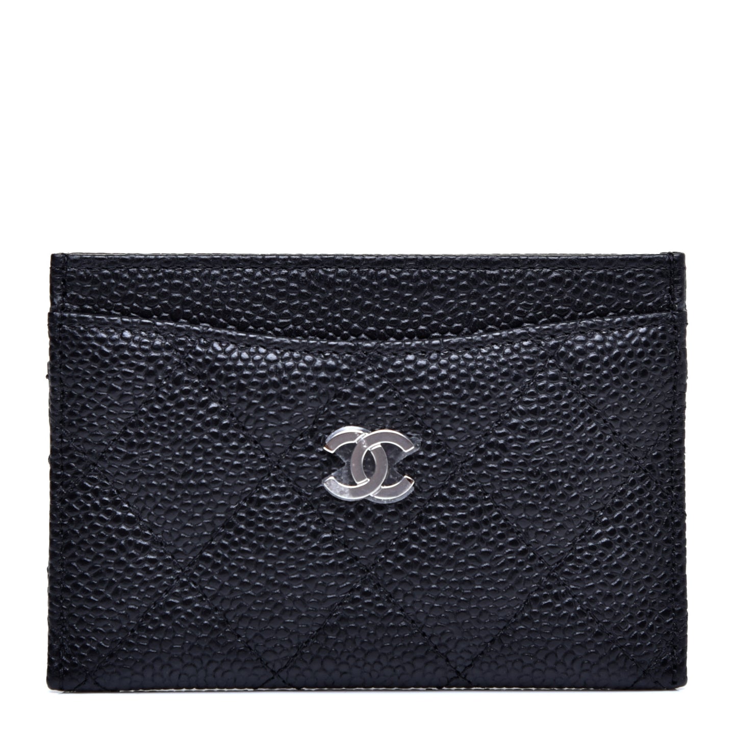 Caviar Quilted Card Holder Black