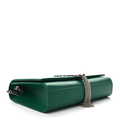 Saint Laurent Grain De Poudre Calfskin Medium Classic Monogram Kate Tassel Satchel Green 4 of 8