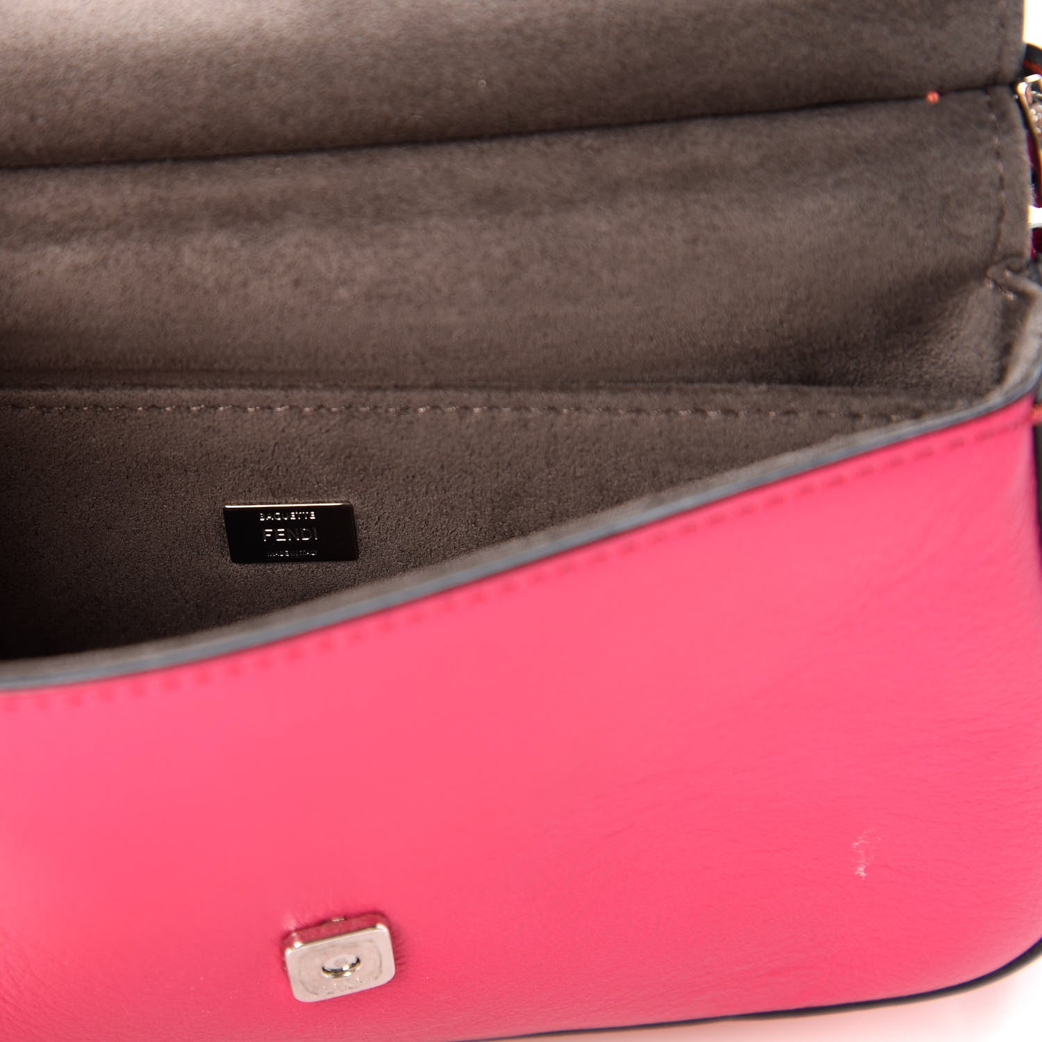 Fendi Vitello Dolce Nappa Flowerland Tri-Color Micro Double Baguette Fuxia White Ice Papavero 9 of 12