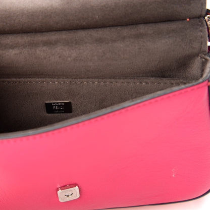 Fendi Vitello Dolce Nappa Flowerland Tri-Color Micro Double Baguette Fuxia White Ice Papavero 9 of 12