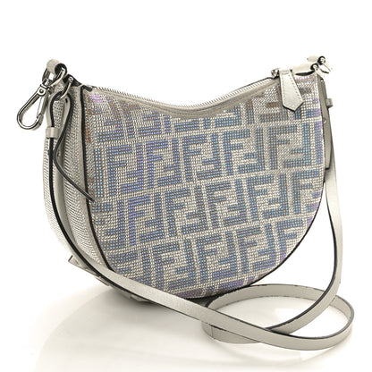 Fendi Iridescent Crystal Vitello Laminato Suede FF Mini Fendigraphy Hobo Bag Capuccino 2 of 12