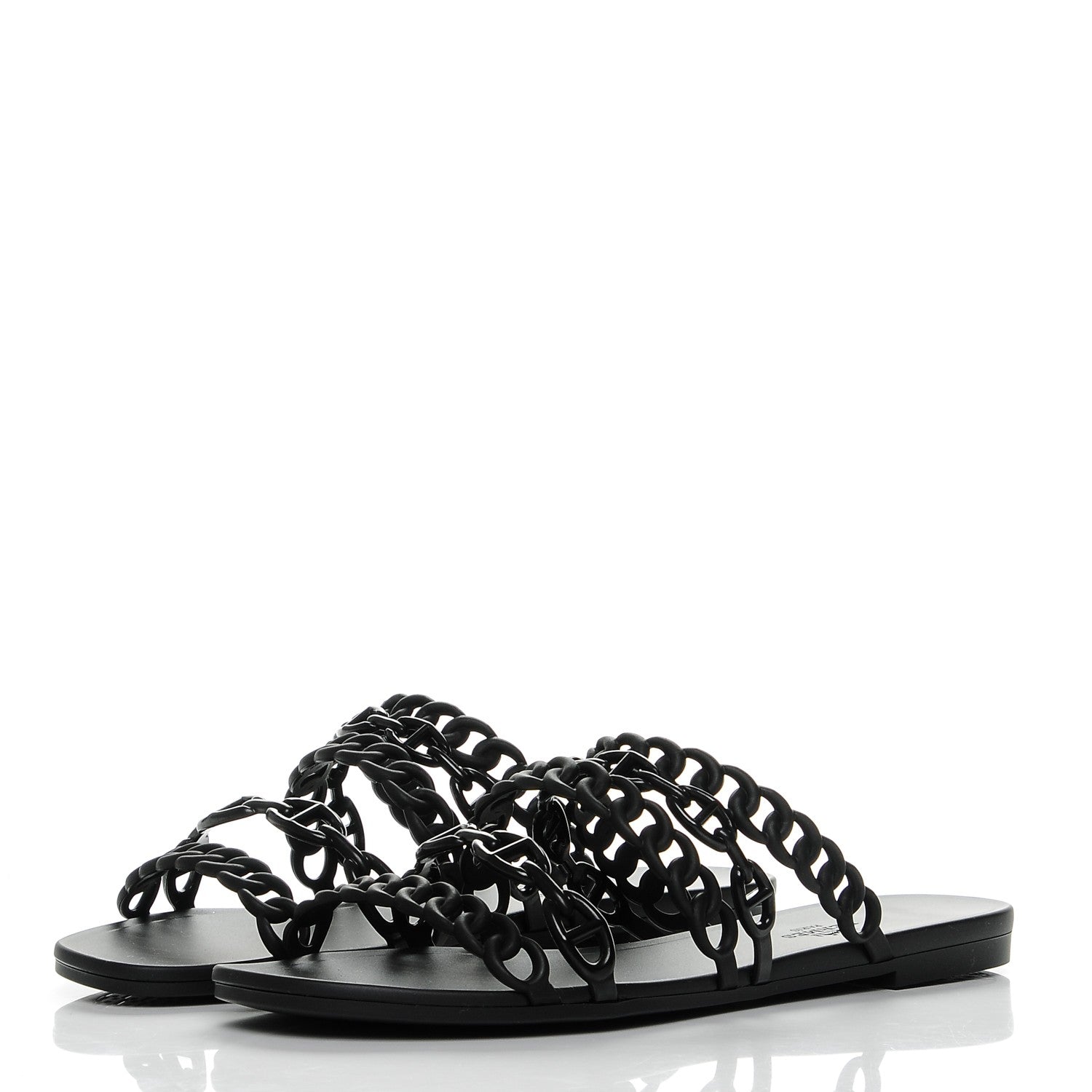 Hermes Rubber Chaine d'Ancre Nude Sandals 41 Black 3 of 7