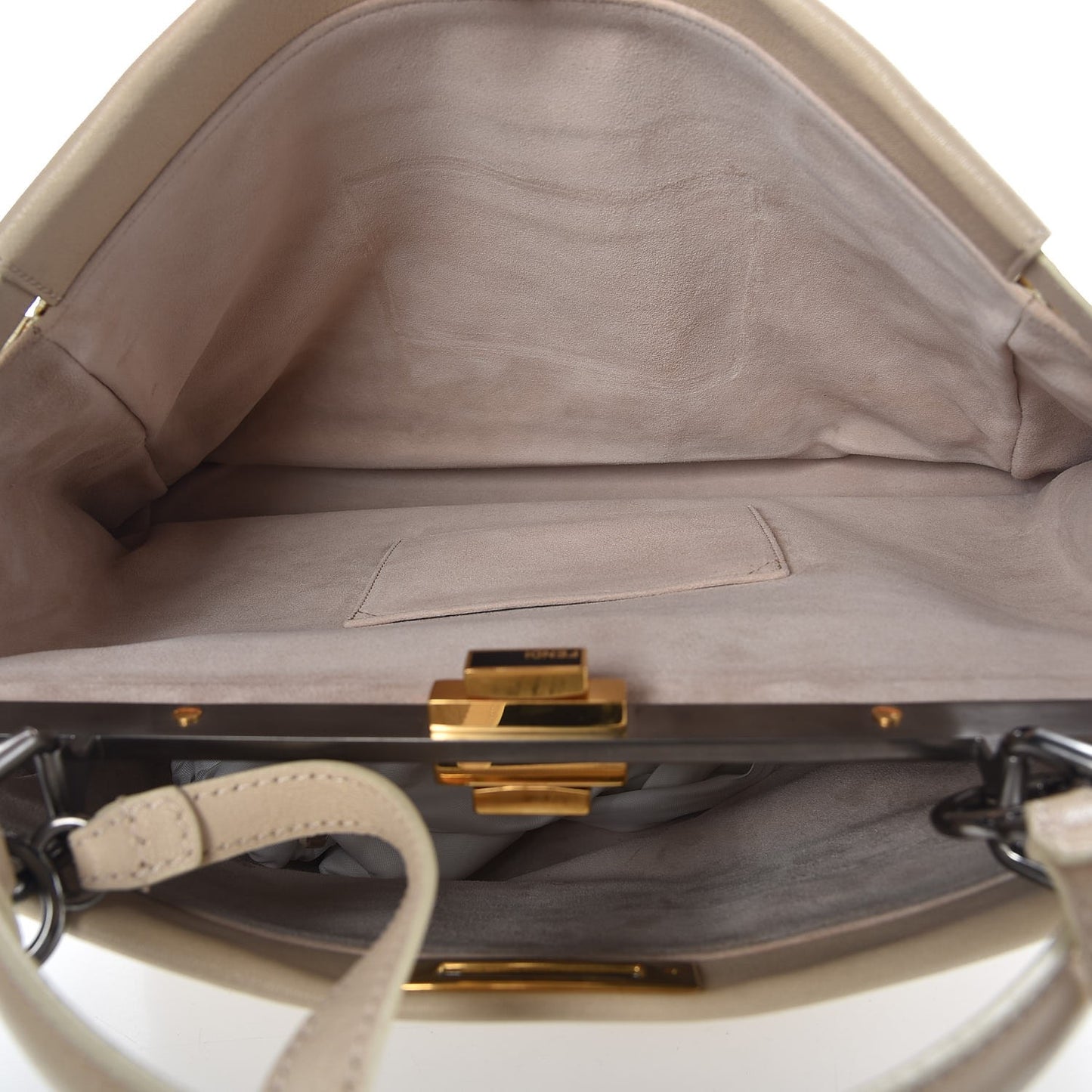Goatskin Large Peekaboo Iconic Satchel Grigio Black