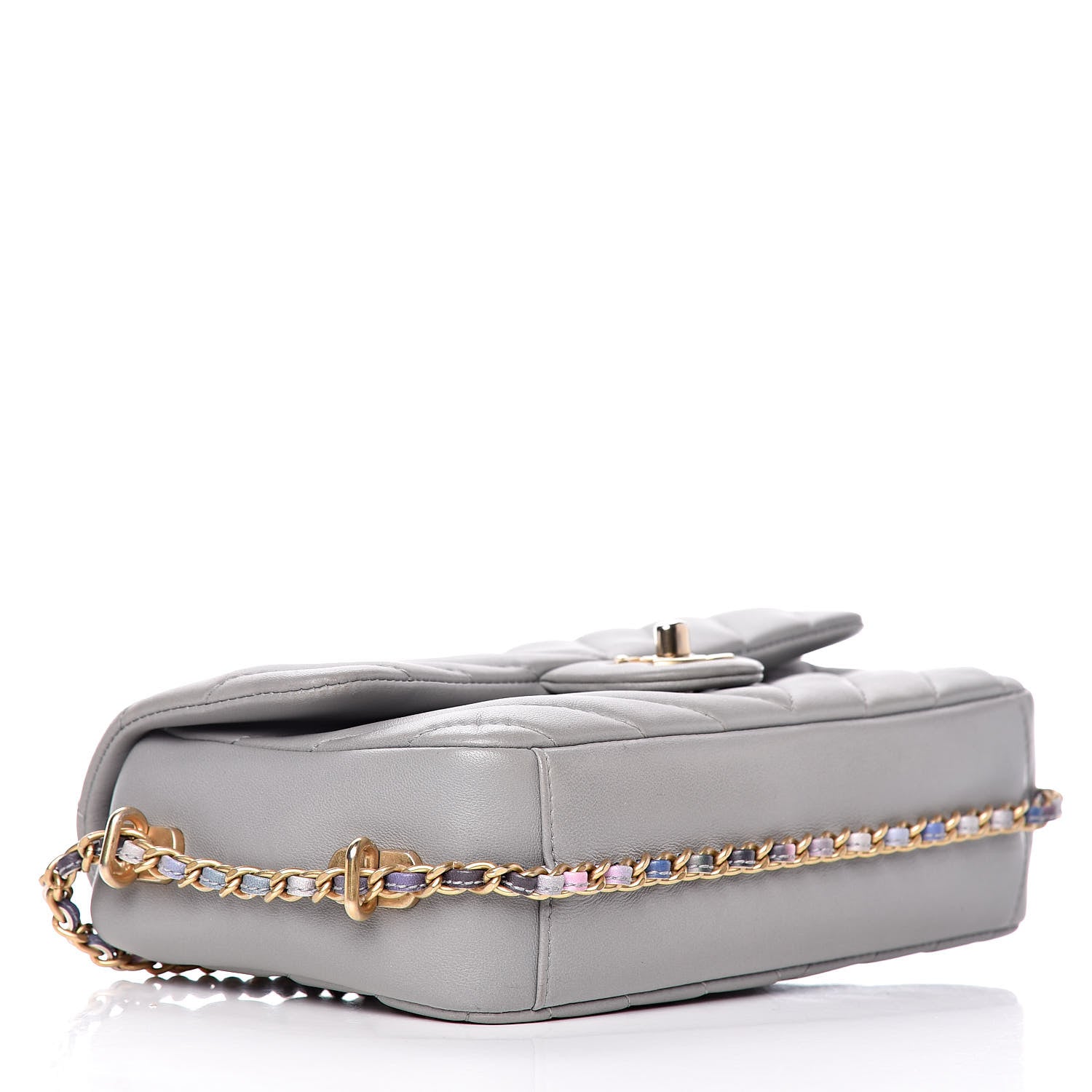 Chanel Lambskin Chevron Quilted Small Single Flap Grey 4 of 9