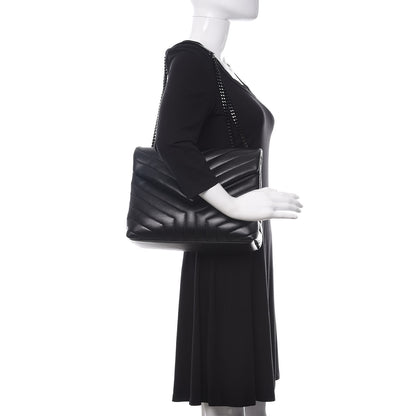 Saint Laurent Calfskin Y Quilted Monogram Medium Loulou Chain Satchel Black 2 of 9
