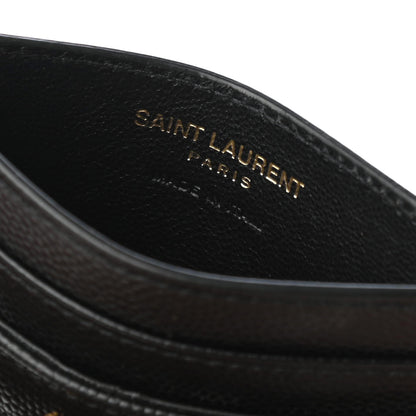Saint Laurent Grain De Poudre Matelasse Chevron Monogram Credit Card Case Black 6 of 8