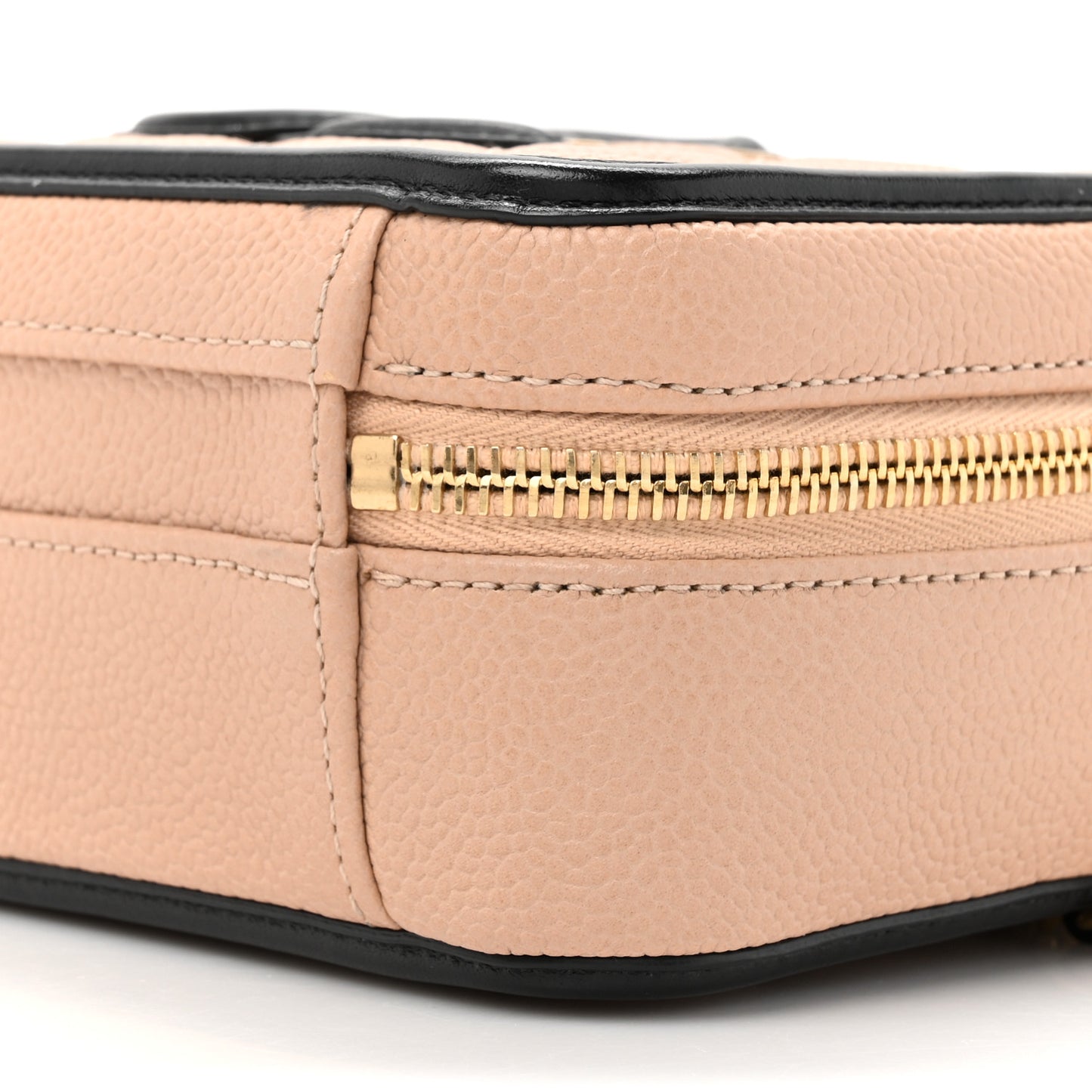Caviar Quilted Small CC Filigree Vanity Case Beige Black