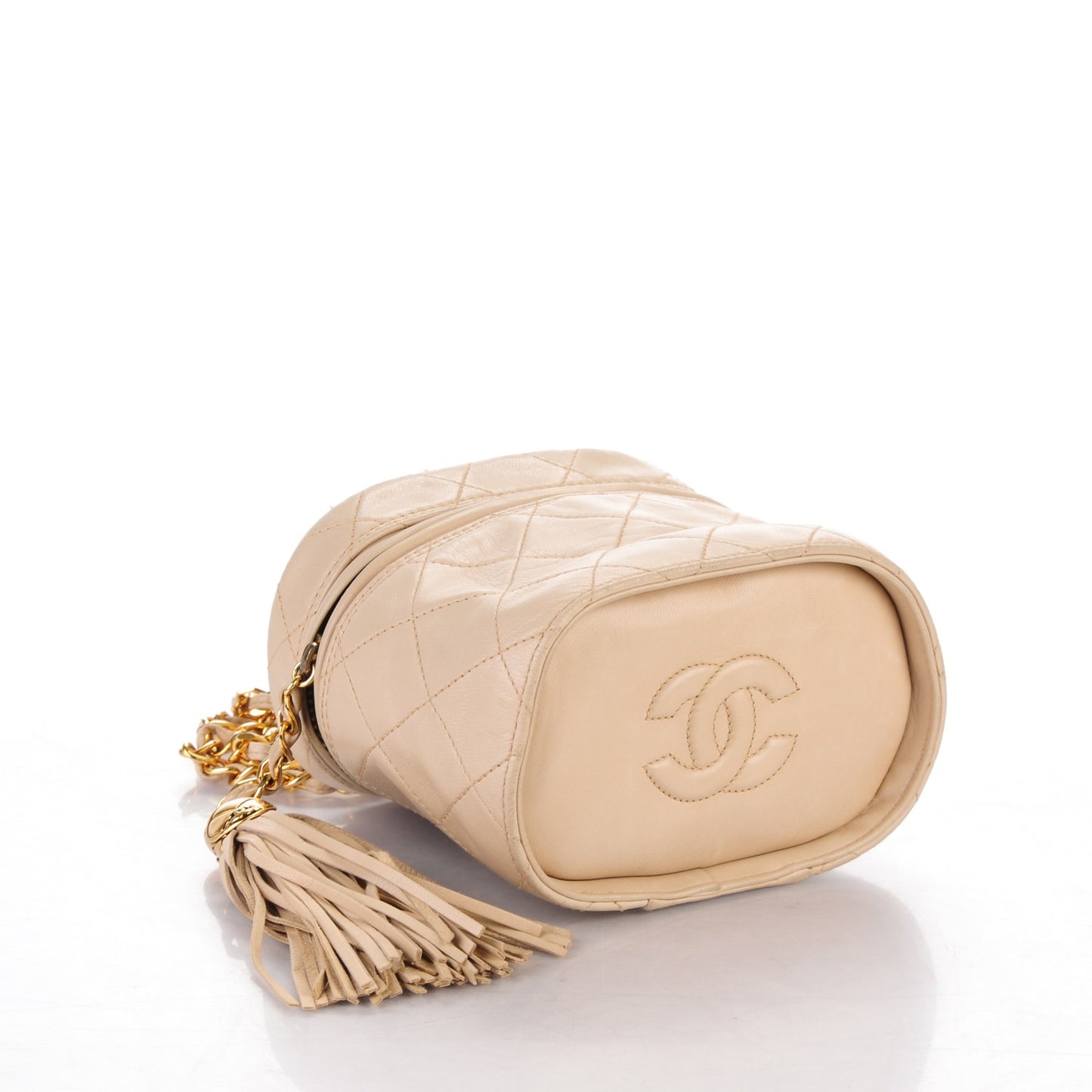Lambskin CC Tassel Shoulder Bag Beige Clair