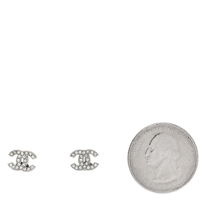 Chanel Crystal Mini CC Earrings Silver 2 of 6