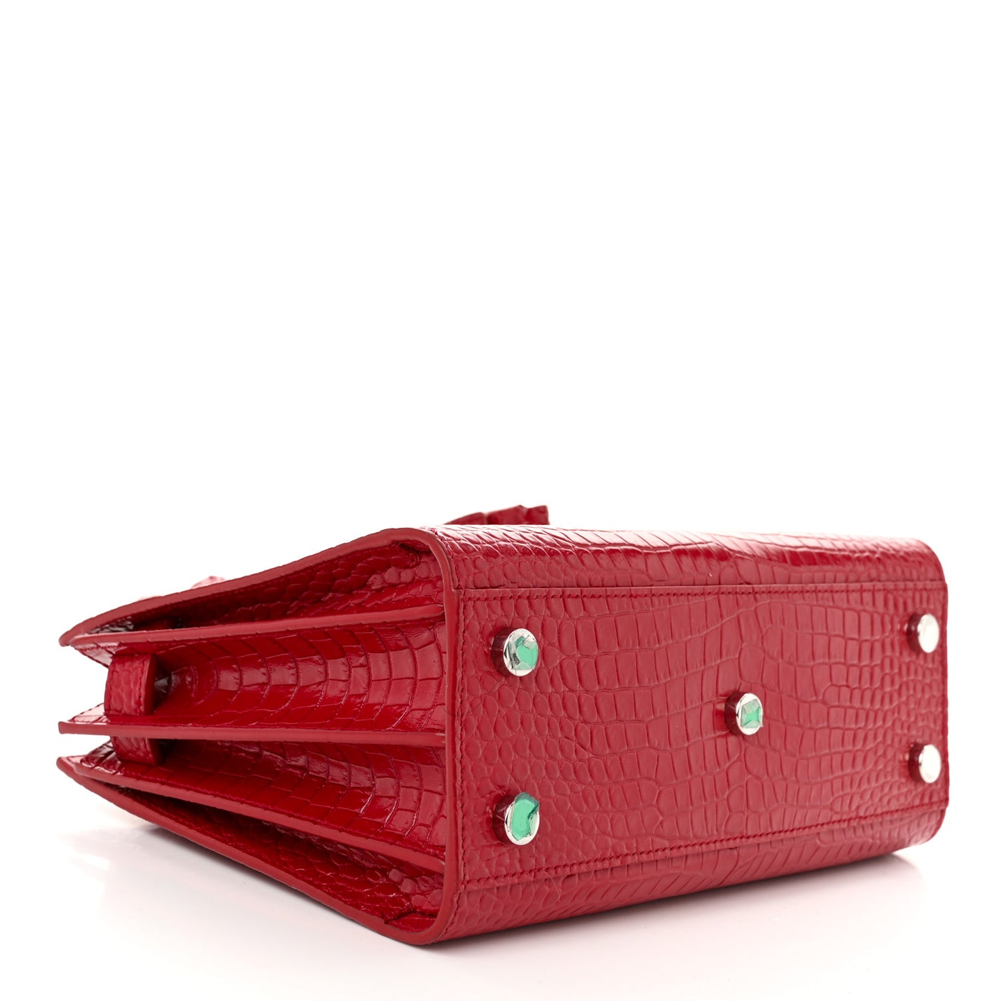 Calfskin Crocodile Embossed Nano Sac De Jour Red