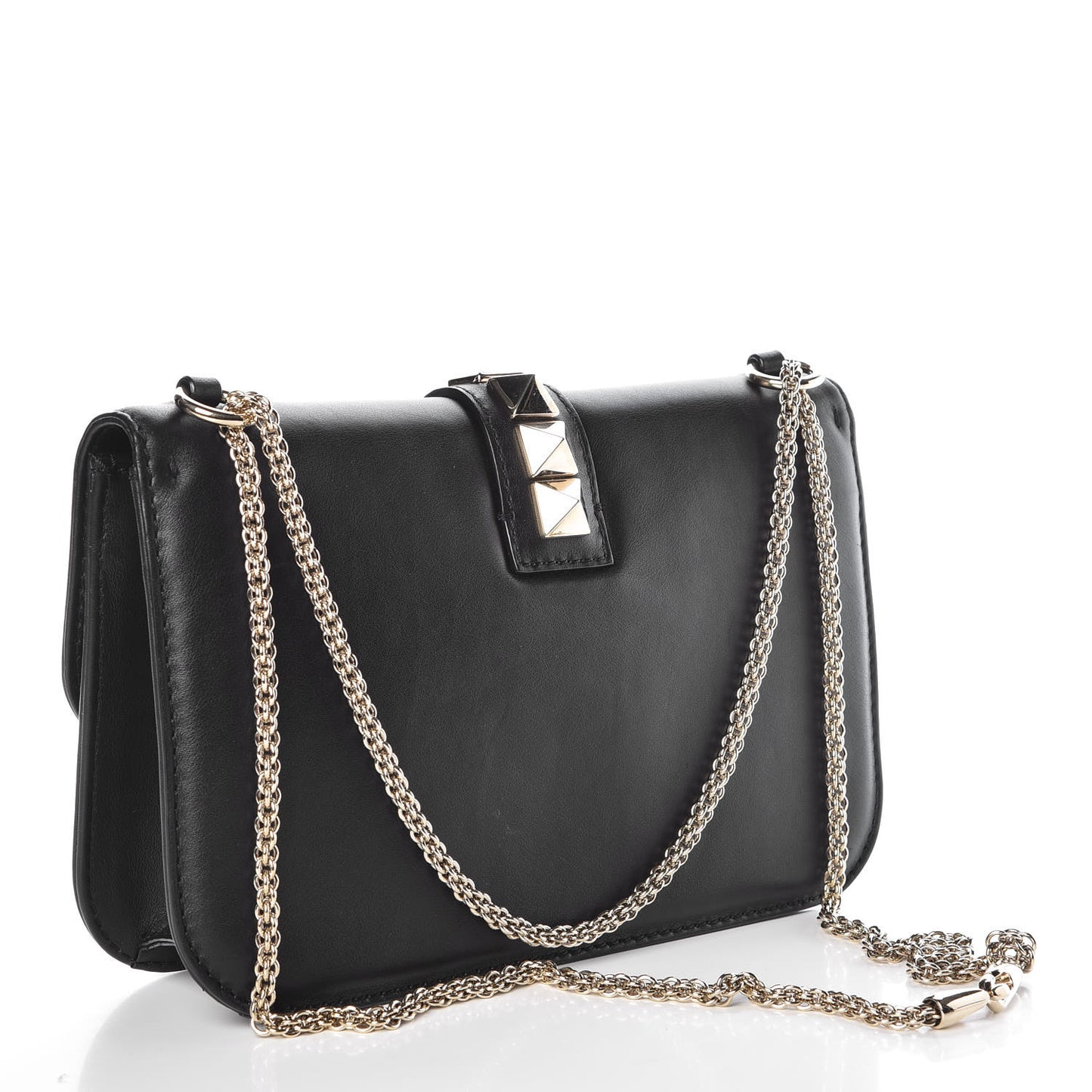 Vitello Medium Glam Lock Rockstud Flap Black
