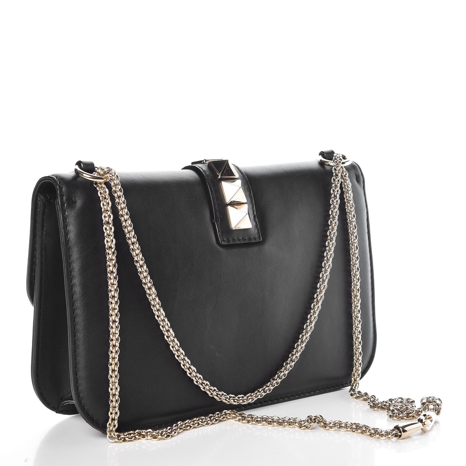 Valentino Garavani Vitello Medium Glam Lock Rockstud Flap Black 3 of 6