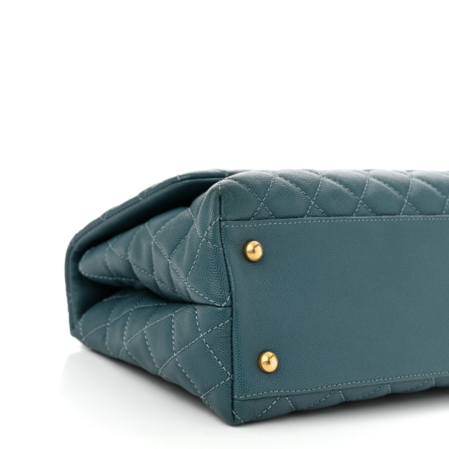 Caviar Lizard Quilted Small Coco Handle Flap Dark Turquoise