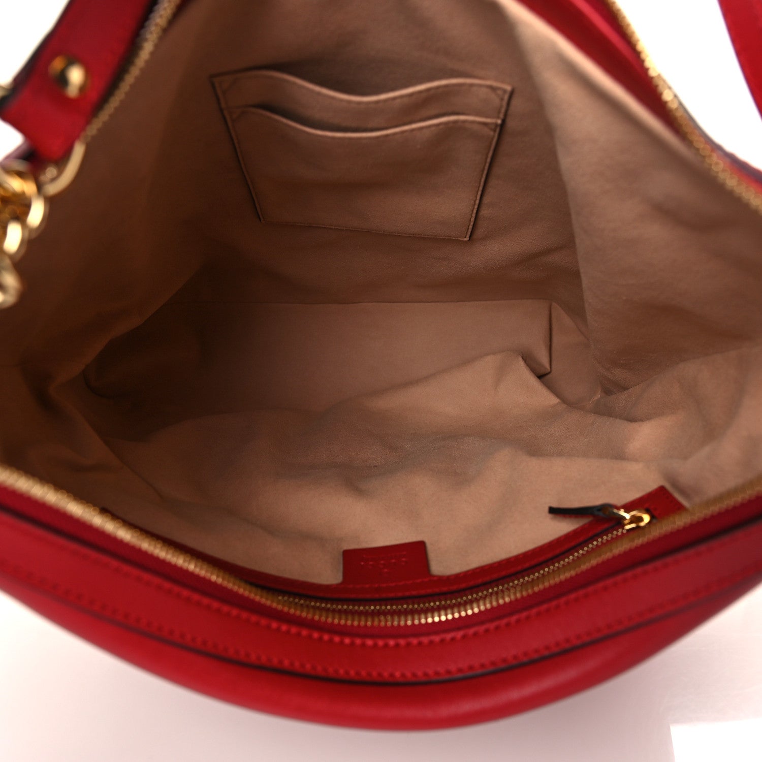 Gucci Apollo Calfskin GG Dadini Embroidered Chain Hobo Hibiscus Red 5 of 9