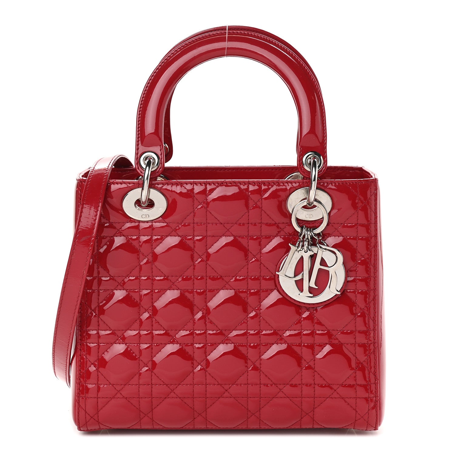 Christian Dior Patent Cannage Medium Lady Dior Red 1 of 9