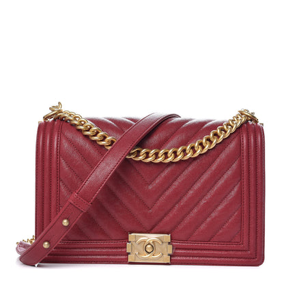 Chanel Caviar Chevron Quilted New Medium Boy Flap Red 1 of 10