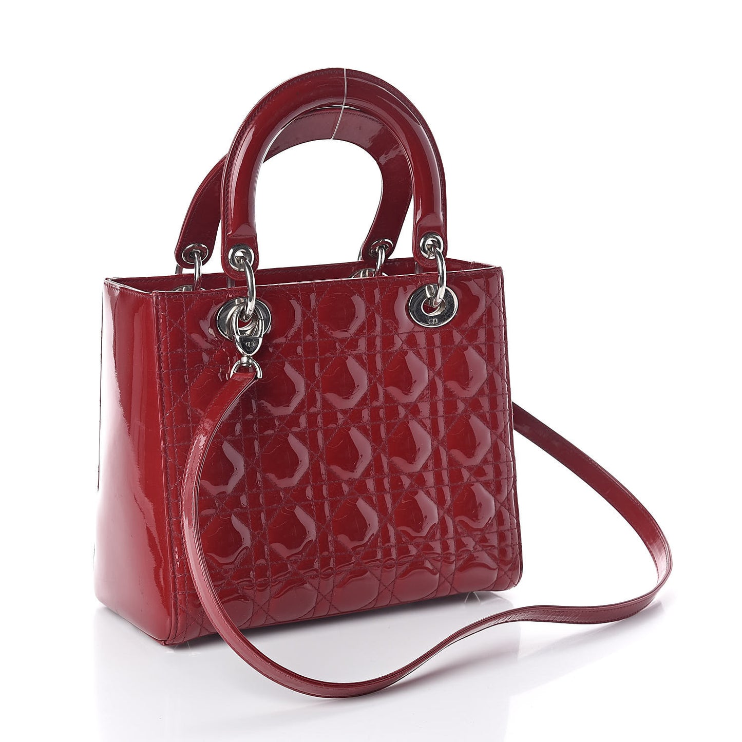 Patent Cannage Medium Lady Dior Red