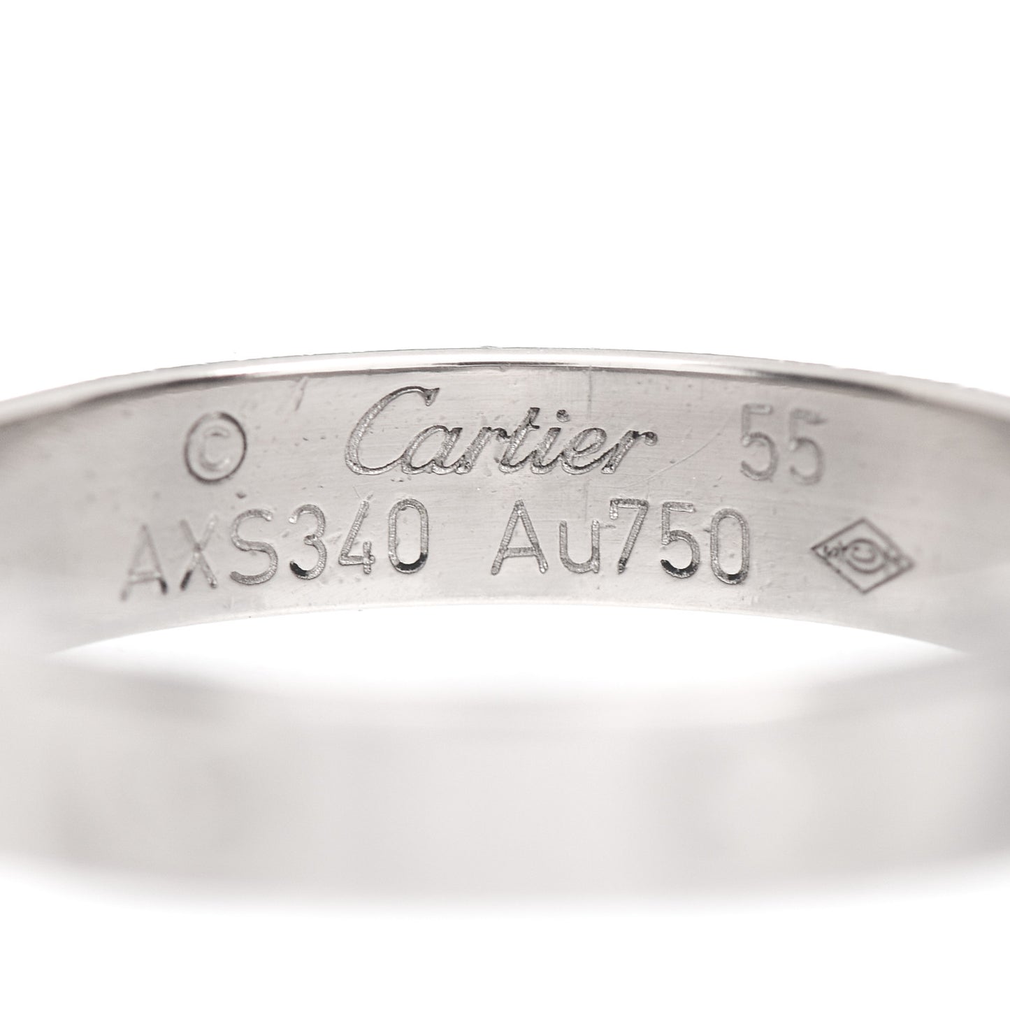 18K White Gold 3.5mm LOVE Wedding Band Ring 55 7.25