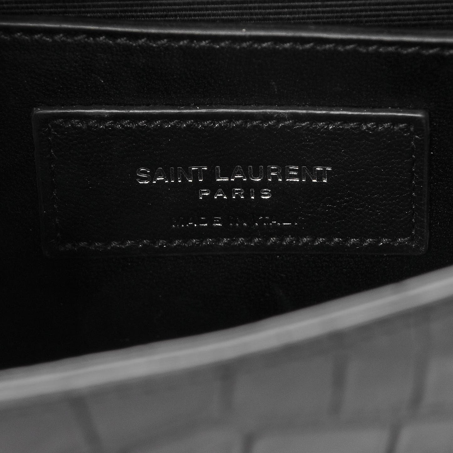 Calfskin Crocodile Embossed Monogram Small Kate Tassel Satchel Black