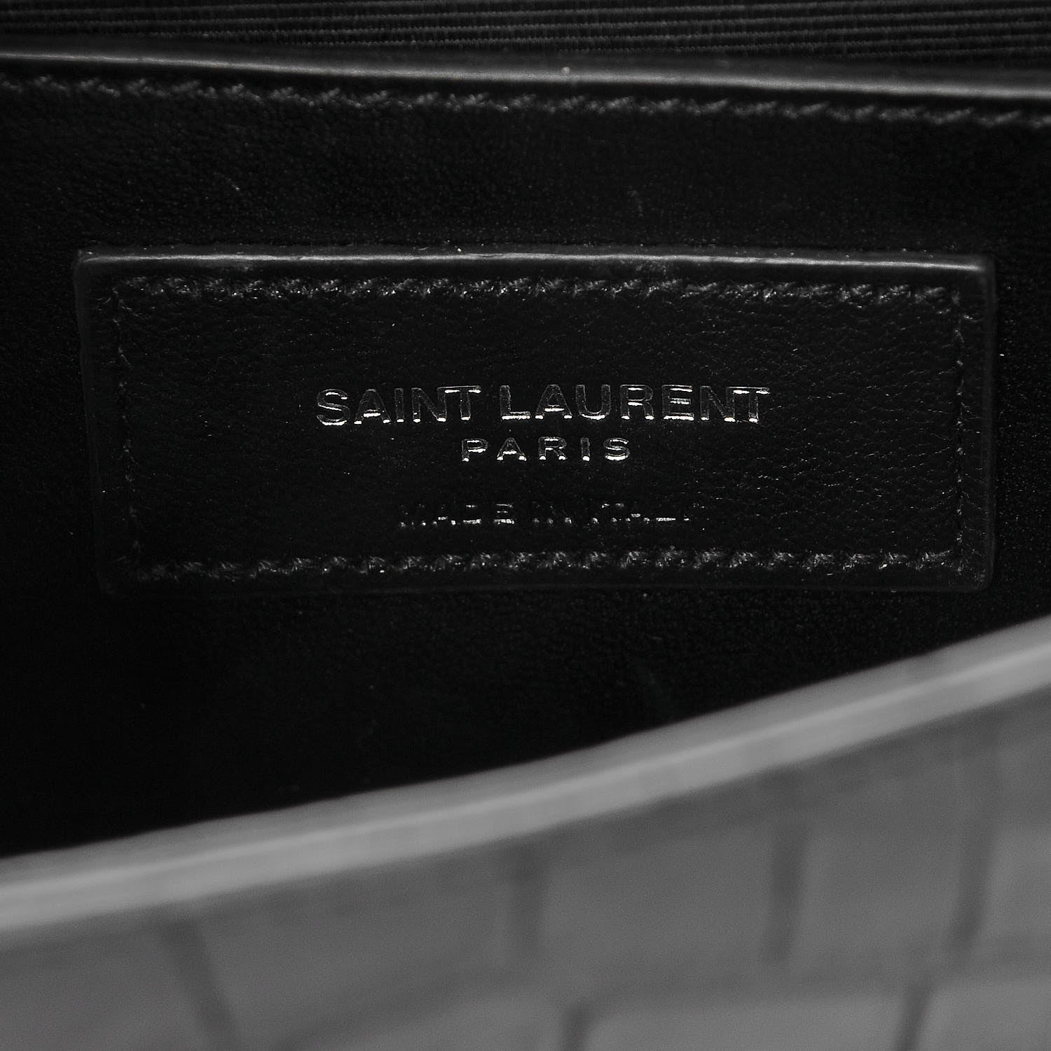 Saint Laurent Calfskin Crocodile Embossed Monogram Small Kate Tassel Satchel Black 6 of 7