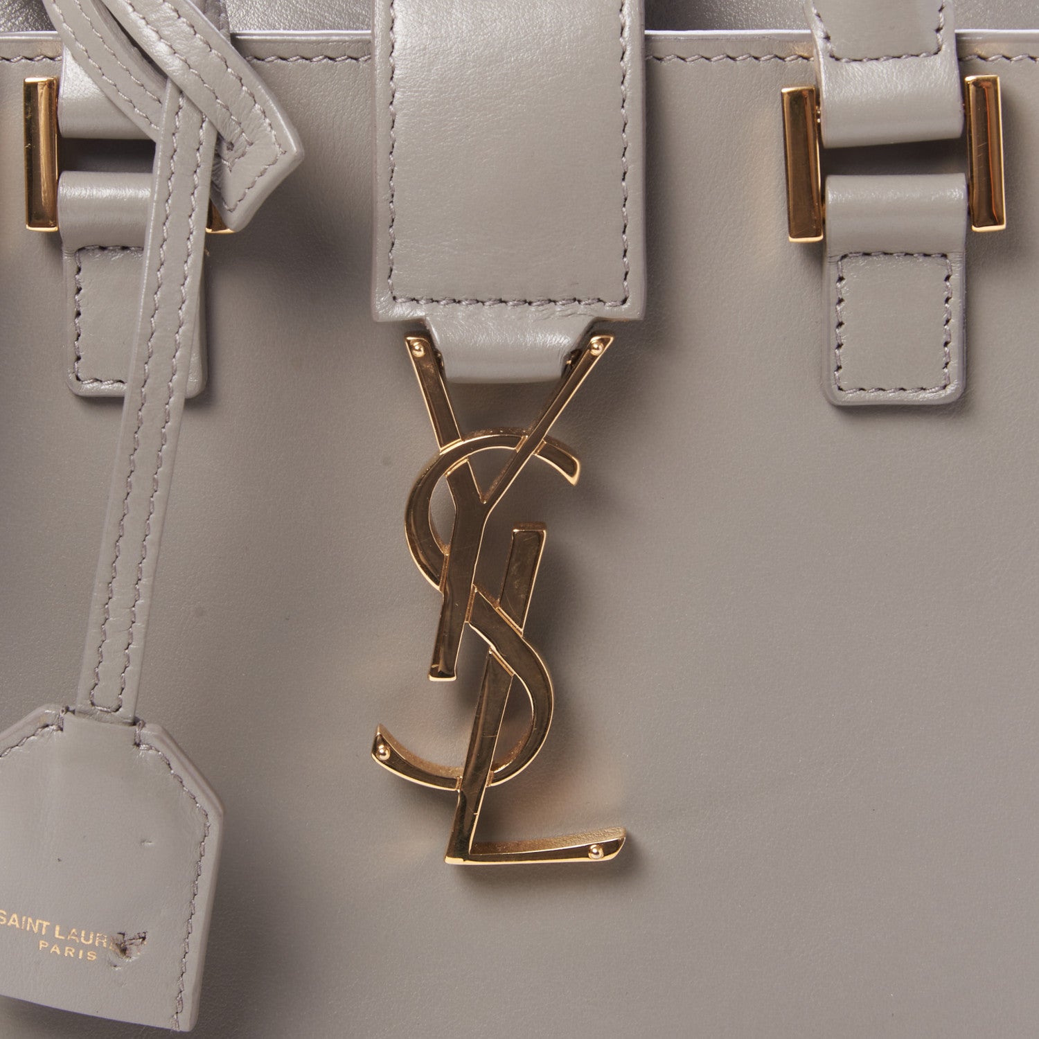 Saint Laurent Calfskin Monogram Baby Cabas Fog 7 of 8