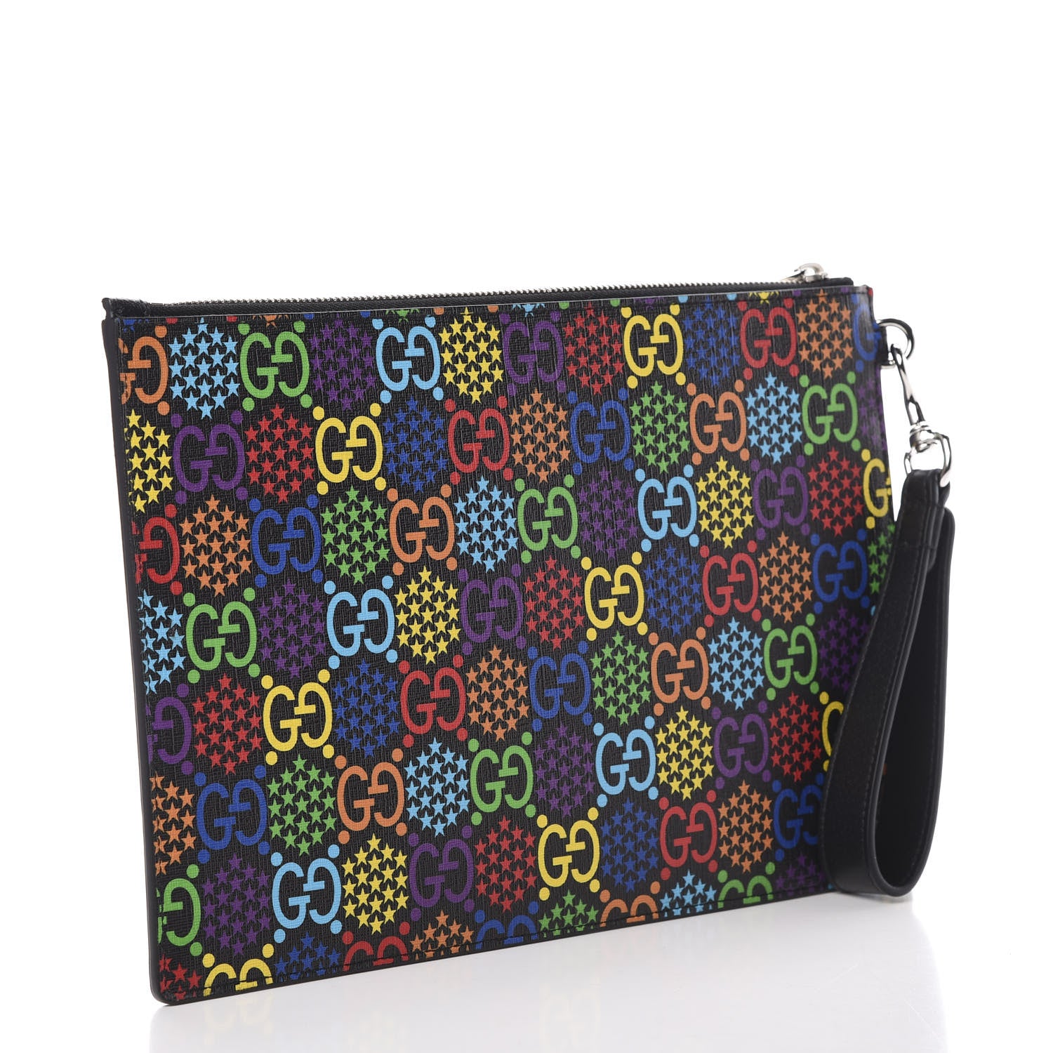 Gucci GG Supreme Monogram Psychedelic Zip Wristlet Pouch Black Multicolor 2 of 7