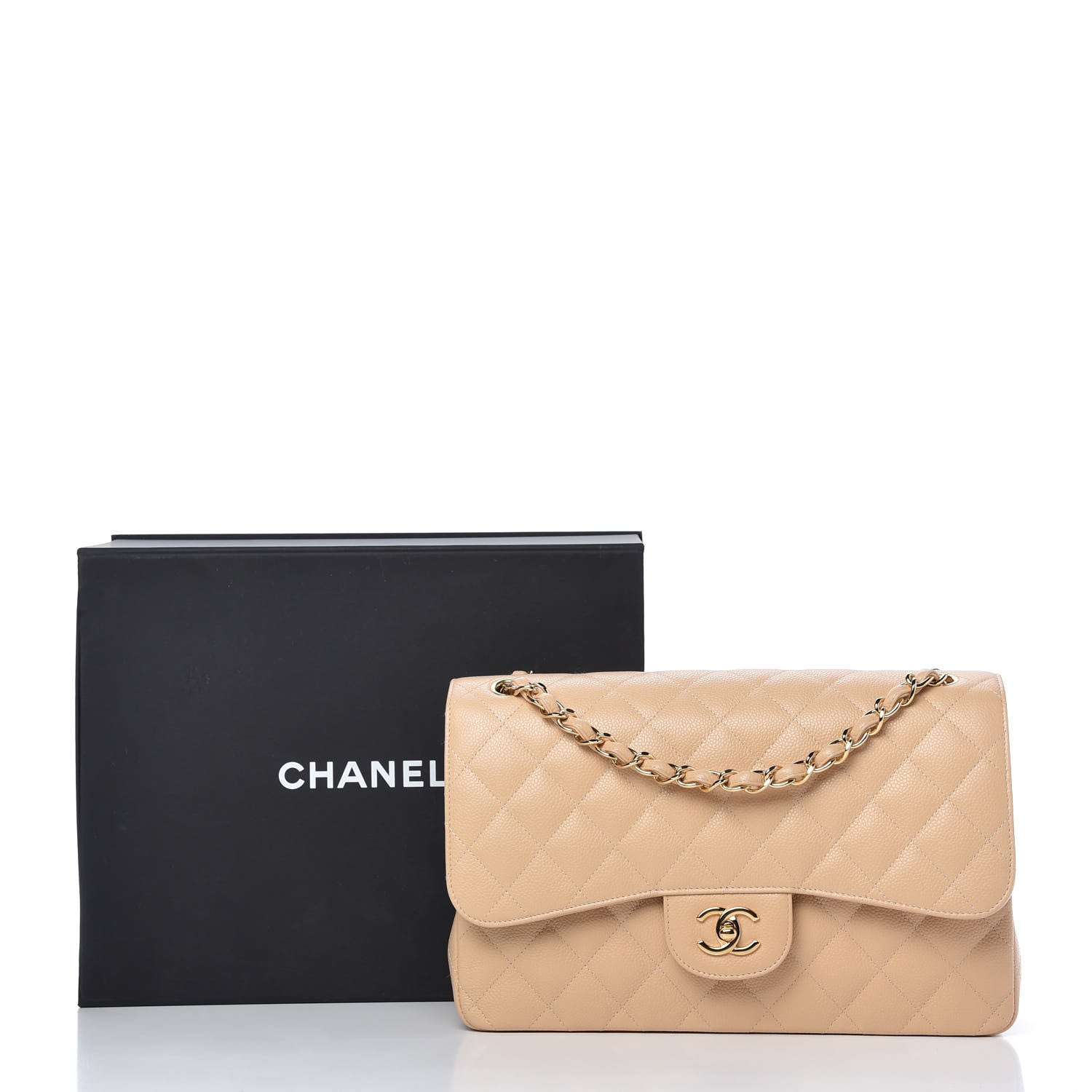 Chanel Caviar Quilted Jumbo Double Flap Beige Clair 11 of 11