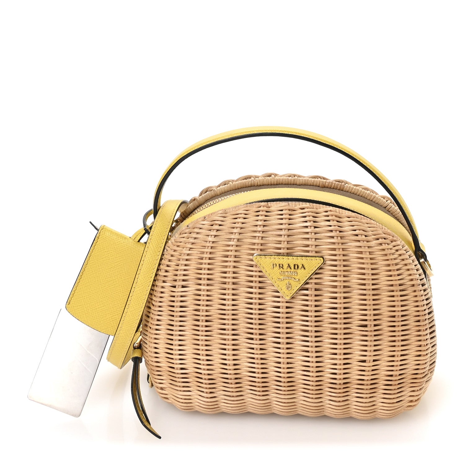Prada Wicker Saffiano Midolino Odette Top Handle Bag Naturale Sol 3 of 11